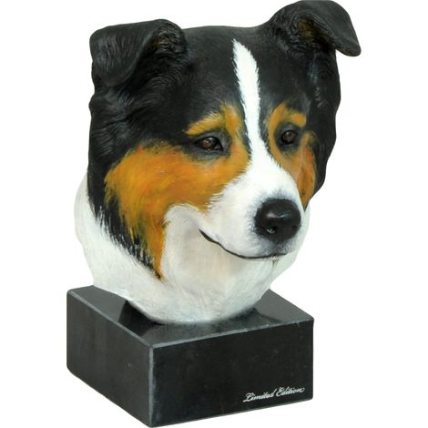 Statuette ou figurine de Border Collie peinte, réalisée par un artiste, marque Art-Dog (1/4)