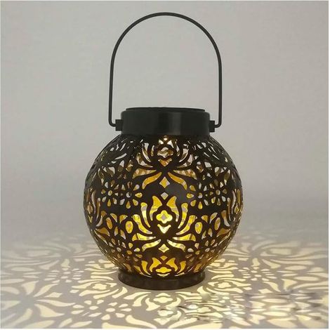 Lanterne solaire à LED - Lanterne de projection creuse - Lampe solaire avec motif blanc chaud - Avec batterie - Lampe de jardin solaire (1/5)