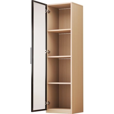 Vitrina estrecha 40 x 40 x 165 cm en MDF efecto roble, puerta de vidrio templado y LED (1/5)