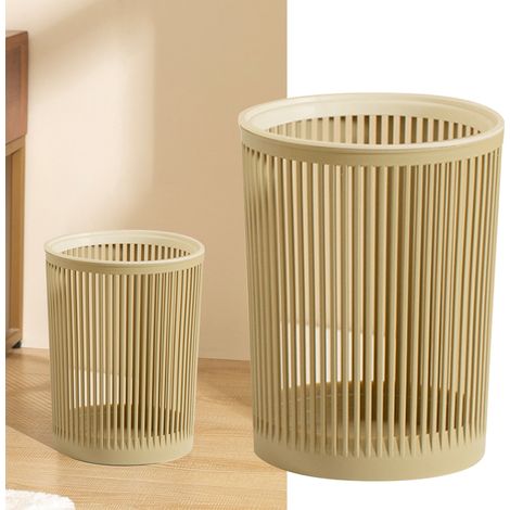 Poubelle creuse, seau hygiénique ménager grande capacité, résistante à l'usure, pour bureau ou salon, corbeille à papier kaki foncé (1/5)