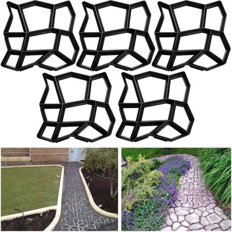 5 stampi per pavimentazione in cemento 43x43x4 cm, per patio, giardino, cortile, stampi irregolari per pavimentazione per battiscopa e piastrelle