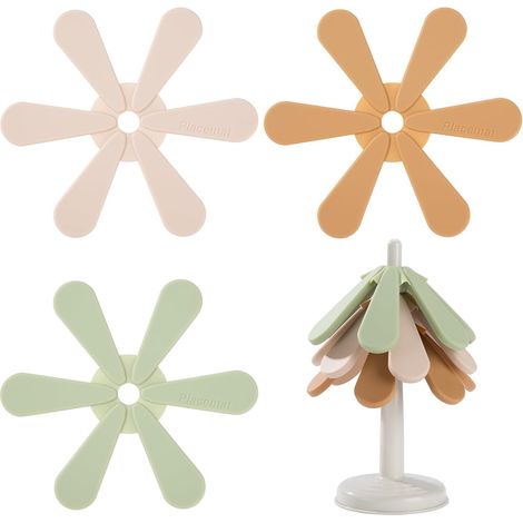 Dessous de Verre en Silicone Tapis De Dessous De Plat Réutilisables Pliables sous Verres De Pot Résistants à La Chaleur D’Arbre De Noël pour Restaurant Tasses Décoration De Tabl