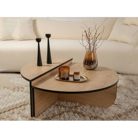 Dmora - Tavolino da salotto Feglino, Tavolo basso da caffè, Portariviste per divano, Ripiano da soggiorno, 90x60 h35 cm, Quercia e Nero (1/5)