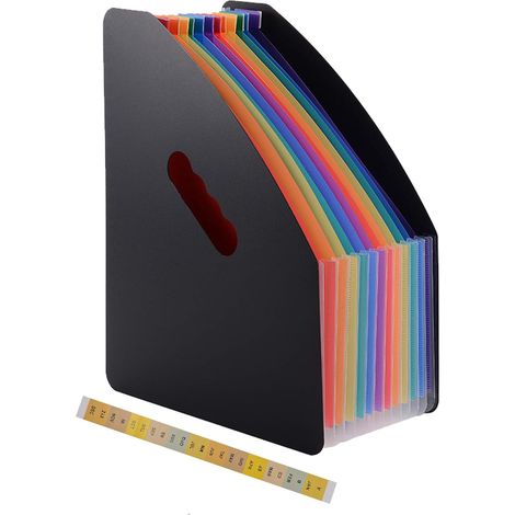 Porte-revues extensible à 13 compartiments A4 pour bureau (noir) (1/3)