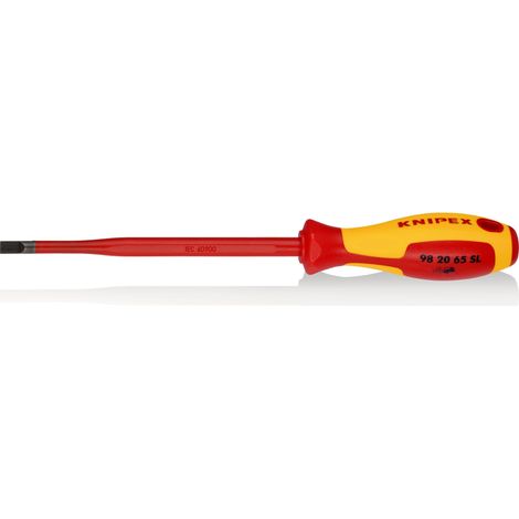 KNIPEX 98 20 65 SL Destornillador (Slim) para tornillos planos mango aislante en dos componentes, según norma VDE Barnizados 262 mm