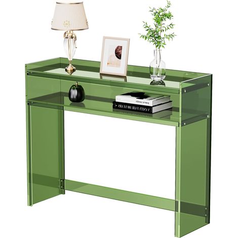 Table Console en Acrylique, Table Entrée, Bureau, Bout de Canapé, pour Couloir, Entrée, Salon, 100 x 30 x 80 cm (Vert) (1/5)