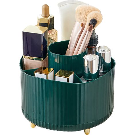 [Organisateur de Maquillage Rotatif] [Sans Marque] 360° - Boîte de Rangement pour Pinceaux, Rouge à Lèvres, Vernis - 5 Compartiments - Orange/Blanc/Vert - 15x12.5cm (1/5)