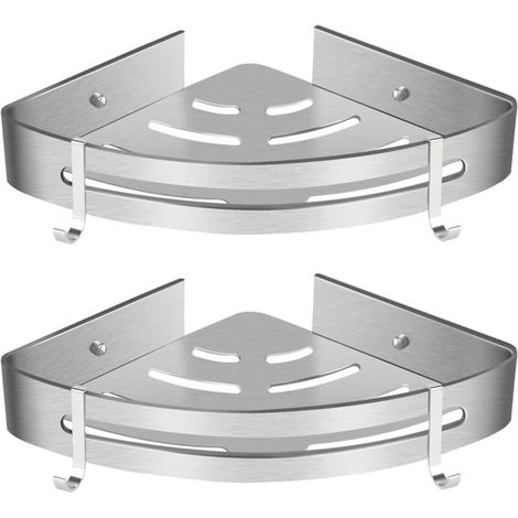 Corner shower caddy, no-drill bathroom shelf, aluminum storage rack (illuminated, double layer) (1/5)