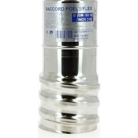 TEN – Raccord fumisterie inox Ø80 – Raccord rigide mâle/femelle avec bague à griffe – Acier inoxydable AISI 304 – Conduit simple peau