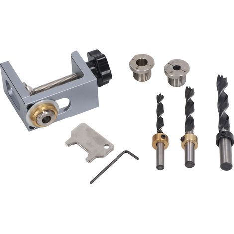 Jig de perçage pour assemblage bois, gabarit de positionnement rapide en alliage d'aluminium, kit de perçage précis pour chevilles (1/5)