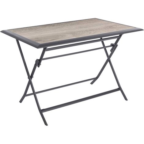 Hesperide – Table de jardin pliante rectangulaire 4 places – Aluminium traité époxy gris smoke – Dimensions 110 x 71 x 71 cm – Résistante à la rouille