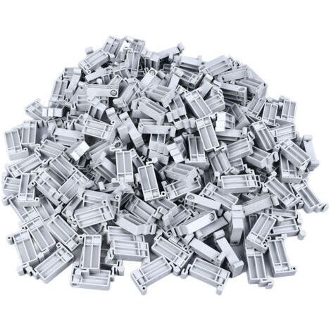 200 pièces de rail de guidage, bornier de montage, vis de fixation, butée d'extrémité fixe, boucle en plastique, blanc,DUBUNS (1/4)