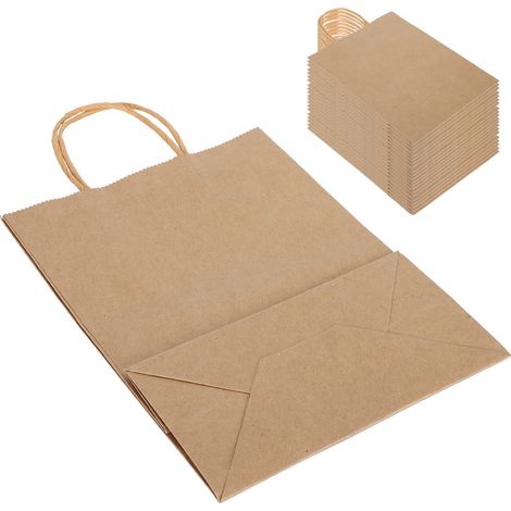 Sac en papier kraft portable et écologique pour vêtements, emballage et cadeaux (M 21 x 11 x 27,5 cm) (1/5)