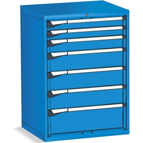 PROVOST - Armoire premium en acier gris - 7 tiroirs télescopiques à clé