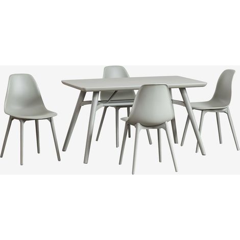Set de table rectangulaire 135x80 cm et 4 chaises de jardin en polypropylène Scand SKLUM Vert Kaki (1/4)