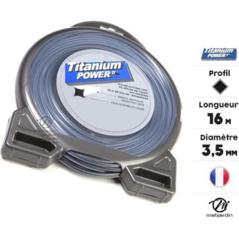Fil débroussailleuse Carré 3,5 mm x 16 m Titanium Power (1/4)