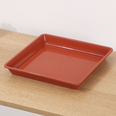 Bac à plantes en plastique rouge brique 1515cm bac à égouttement carré bac à fleurs adapté à l'intérieur et à l'extérieur, 2 pièces