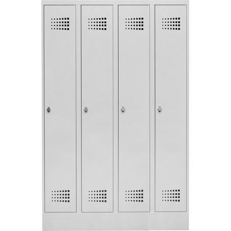 STIER Garderobenspind Premium mit Sockel 4 Abteile Drehriegel lichtgrau (1/2)