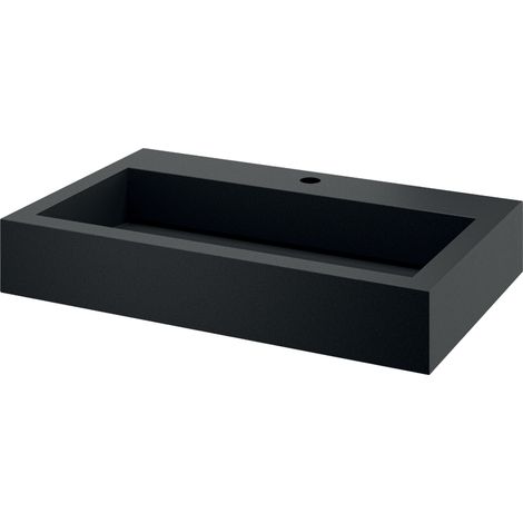 Hängendes Waschbecken - Rechteckig - 70 cm - Schwarzer Edelstahl - AQUEDUTO (1/3)