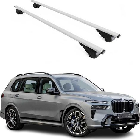 OMAC Barres de toit pour BMW X7 G07 2018-2026 – TÜV / DIN 75302:2019 – Antivol inclus – Charge max 75 kg – 2 barres Argent (1/4)