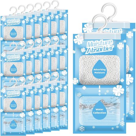 20 x 230 g - Déshumidificateur suspendu - Absorbeur d'humidité pour cave, chambre à coucher, buanderie, contre l'humidité, anti-moisissure, sac déshydratant (1/5)