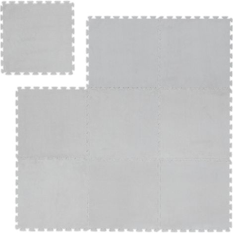 Relaxdays Tapis de sport, confortable, 9 pièces à assembler, EVA et polyester (sans BPA), 30 x 30 cm, pour salon, gris