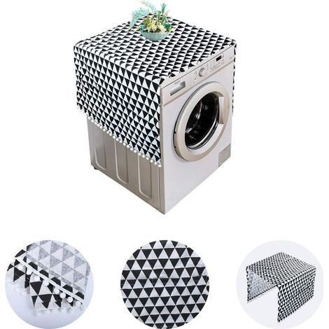 Housse de réfrigérateur et machine à laver 130x55cm Coton et lin résistant à l'usure 6 poches de rangement Couvercle anti-poussière (1/5)