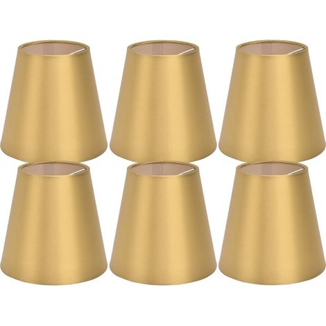 Lot de 6 abat-jour E14 en tissu pour lampe de table ou plafonnier, couleur or PX153 (1/5)