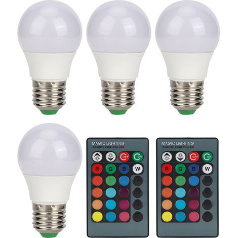 Stück E27 RGB LED-Glühbirnen, farbenfrohe Dekorationslampe mit 2 Fernbedienungen, 3 W, AC 85–265 V (1/5)