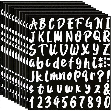 Étiquettes autocollantes chiffres et lettres pour boîte aux lettres et porte, lot de 10 planches, blanc, format 2,5 cm (1/5)