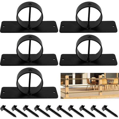 Lot de 5 Supports de Corde Noirs de 5 cm en Acier Inoxydable Accessoires pour Corde de Jute, Clôture en Corde de Chanvre, Main Courante, Escalier, Rampe de Pont, Crochet de Plafond (1/5)