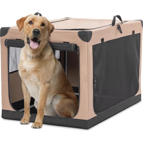 Cage pour Chien Pliable, Transport en Tissu avec Cadre en Aluminium Intégré, Caisse Réglable par Tuyau en Spirale, Kaki, L (1/5)