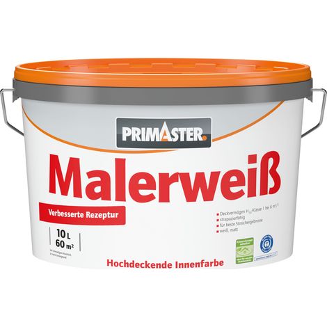 Primaster Wandfarbe Malerweiß konservierungsmittelfrei 10 L (1/2)