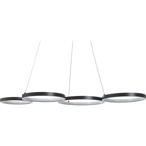 Lampe Suspendue avec Design à 4 Anneaux LED en Aluminium Noir Pibor
