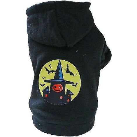 Kapuzenpullover mit Kürbisschloss-Muster für Hunde, Halloween-Stil, warmes Haustier-Sweatshirt (M) (1/5)