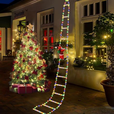 Guirlande lumineuse LED de Noël - Échelle décorative de 3 m avec Père Noël, décorations lumineuses pour l'intérieur et l'extérieur : fenêtres, jardin, maison, murs, sapin de Noël (1/3)