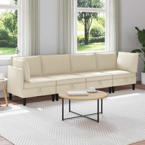 Juego de muebles de salón 4 pcs Crema Tela