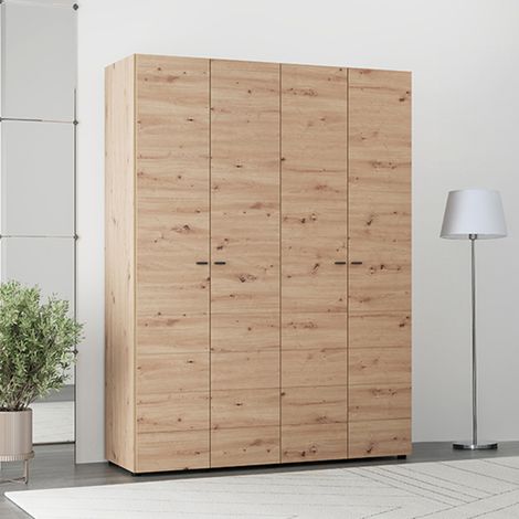 Armario Grande Soris, Ropero Dormitorio con Perchero, 2 Estantes, 4 Compartimentos, 155x208h cm Color Roble Marrón (1/5)