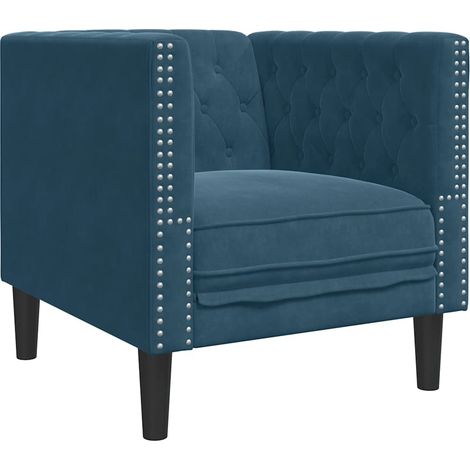 Fauteuil relax Fauteuil Chesterfield bleu velours (1/5)