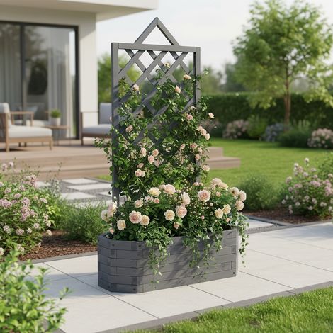 Melko Treillis 150CM avec jardinière Arche de rose avec jardinière en bois Aide à la plantation pour les plantes à suspendre, à grimper ou en pot (1/5)
