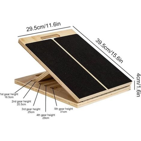 Planche inclinée en bois, planche inclinée pour étirements des mollets - Planche extensible réglable à la cheville  Optimisez la (1/4)