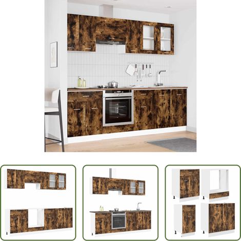 vidaXL Cuisine contemporaine - Ensemble de meubles de cuisine avec porte Lyon 8 pcs Chêne fumé (1/5)