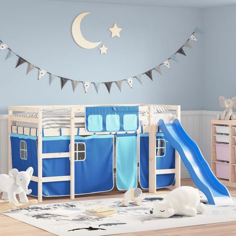 Curtains for Loft Bed Blue Polyester vidaXL (1/5)
