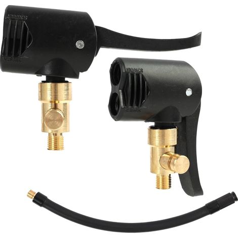 3pcs Car Tyre Valve Adapter - Universal Brass Inflator Tip with Quick Clip, Threaded Pump Head Double Valve for Inflating Tyres Car Motorcycle Bike Truck Bus Machines (1/5)