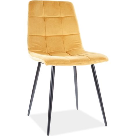 Chaise design métal noir & velours jaune Frigg (1/3)