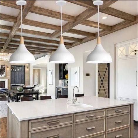 Yowei Lot de 3 Suspension Luminaire Moderne,E27 Lustre Suspension Rétro Style Edison pour Chambre Salle à Manger Cuisine,Blanc,Ø (1/4)