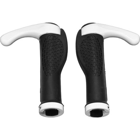 Set mit 2 weißen Fahrradlenkergriffen aus Gummi im Bullenhorn-Design, für Mountainbikes (1/5)