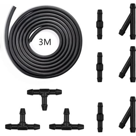 Scheibenwischer-Flüssigkeitsschlauch-Set, CTRICALVER 3M – Scheibenwischer-Düsennebel-Waschmaschinen-Sprühschlauch, mit Schlauchanschluss, 9-teilig (1/4)