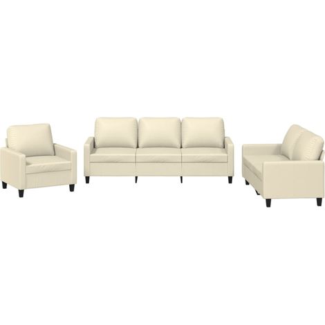 Maison Exclusive - Set di Divani 3 pz con Cuscini crema in Similpelle