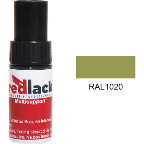 Retuschefläschchen mit Pinsel 9ml – RAL 1020 - Seidenmatt - Olivgelb - für verschiedene Oberflächen - Redlack